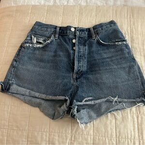 Agolde Dee Cuff Off Denim High Waisted Shorts - 28